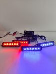 Стробоскоп мигалка в решітку радіатора авто комплект 4 шт 6led синій червоний з дистанційним пультом